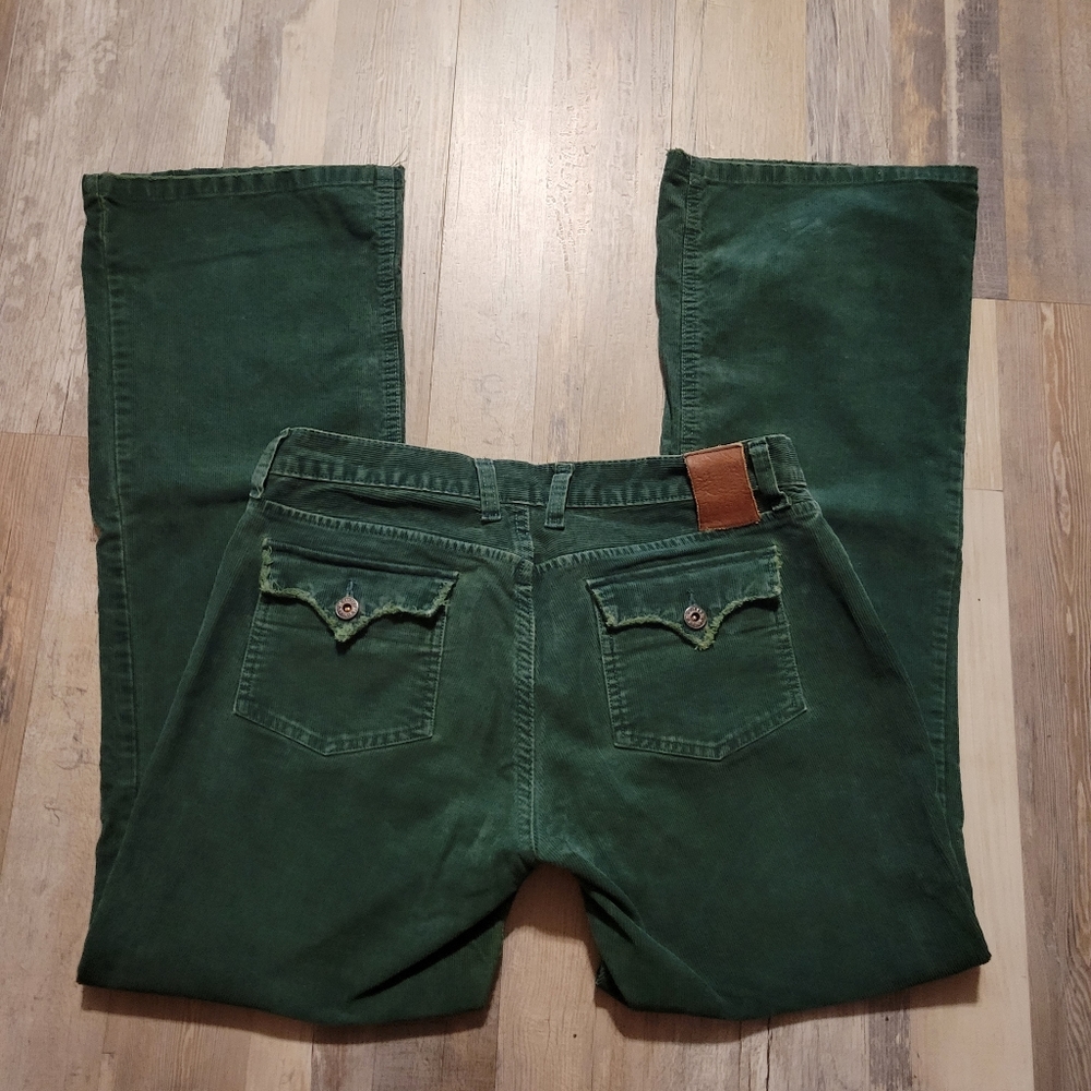 Lucky Brand Dungarees by Gene Montesano Mid Rise Flare Corduroy Jeans Women's 12